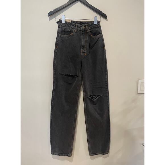 NWT Ksubi Playback Raven Trashed High Waisted Straight Leg Jeans Black 25 26 - Picture 2 of 7